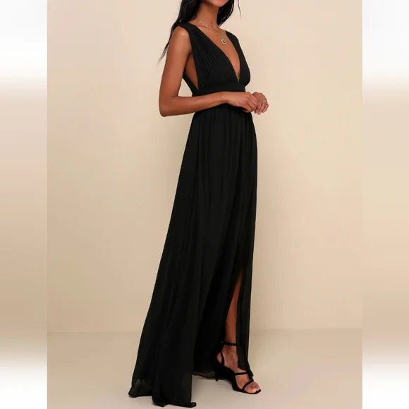 Lulus NWOT Heavenly Hues Black Maxi Dress Size L - Picture 10 of 11